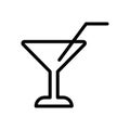 Wine straw symbol line icon, Vector Illustration