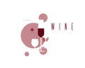 Wine symbol. Illustration with wineglasses. Red grape wine.