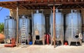 Wine tanks winery Ktima Gerolemo, Omodos, Cyprus Royalty Free Stock Photo