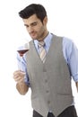 Wine-taster with glass of wine Royalty Free Stock Photo