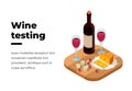 Wine tasting banner isometric vector