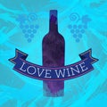 Wine tasting card, grape sign and a colored bottle Royalty Free Stock Photo