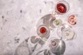 Wine tasting concept - glass with different wine on marble background Royalty Free Stock Photo