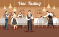 Wine Tasting Concept. Vector Flat Illustration. Royalty Free Stock Photo