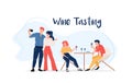 Wine tasting flat color vector faceless characters