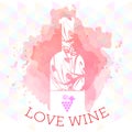 Wine tasting and love card Royalty Free Stock Photo