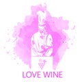 Wine tasting and love card Royalty Free Stock Photo