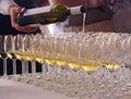 Wine tasting, a number of glasses of white wine Royalty Free Stock Photo