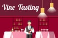 Wine Tasting in Restaurant Flat Vector Banner