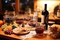 wine tasting setup with glasses and homemade wines Royalty Free Stock Photo