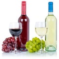 Wine tasting wines bottle glass alcohol beverage grapes square isolated on white Royalty Free Stock Photo