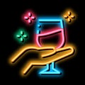 wine testing neon glow icon illustration