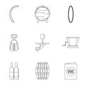 Wine tradition icon set, outline style