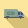 Wine truck icon, flat style Royalty Free Stock Photo