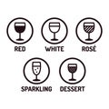 Wine types icon set