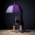 Purple Umbrella With Grapes And Wine - Industrial Design Tabletop Photography