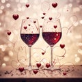 Wine valentine alcohol red holiday glass romantic drink celebrate love beverage background background Royalty Free Stock Photo