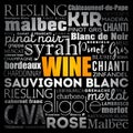 WINE VARIETALS Types word cloud collage Royalty Free Stock Photo