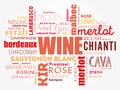 WINE VARIETALS Types word cloud