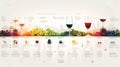 Wine varieties infographic with grapes and tasting notes