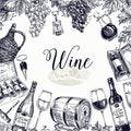 Wine Vector hand drawn illustration. Royalty Free Stock Photo