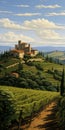 Italian Vineyard Landscape Painting In The Style Of Dalhart Windberg