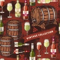 Wine vintage seamless pattern colorful Royalty Free Stock Photo