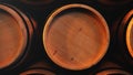 Wine, whiskey, rum, beer, barrels backgorund. Alcoholic drink in wooden barrels such as wine, cognac, rum, brandy, 3D Royalty Free Stock Photo