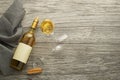 White wine bottle and glasses background Royalty Free Stock Photo