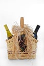 Wine and wine gift basket Royalty Free Stock Photo