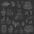 Wine and wine making set vector illustration Royalty Free Stock Photo