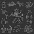 Wine and wine making set vector illustration Royalty Free Stock Photo