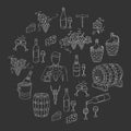 Wine and wine making set vector illustrations Royalty Free Stock Photo