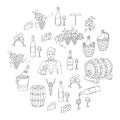 Wine and wine making set vector illustrations Royalty Free Stock Photo