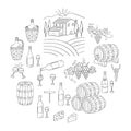 Wine and wine making set vector illustrations Royalty Free Stock Photo