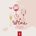 Wine tasting course banner and Wine tasting event icon. Symbol of Bio viticulture