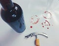 Winebottle cork corkscrew stains redwine wine red openbottle