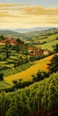 Vibrant Tuscan Vineyards: A Detailed Landscape Painting By Oliver Hays