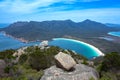 Overview of Wineglass Bay in Freycinet National Park From Mount Amos Lookout, East Tasmania, Australia