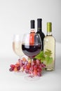 Wineglass, bottles of wine Royalty Free Stock Photo