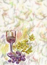 Wineglass and bunch of grapes