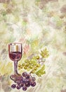 Wineglass and bunch of grapes