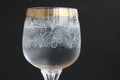 Wineglass with cold water, close-up 0083