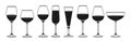Wineglass different types sign icon set glasses sparkling wine champagne alcohol beverages shapes