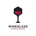 Wineglass Goblet Wine Drink Beverage Hexagon Logo Design