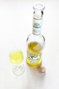 Wineglass and open bottle of Isolabella Limoncello