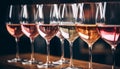 Wineglass pouring red wine, luxury celebration event generated by AI