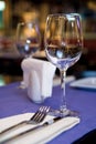 Wineglass on served table Royalty Free Stock Photo