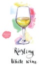 Wineglass of white wine Riesling