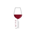 Wineglass. Wine symbol. Linear vector icon.